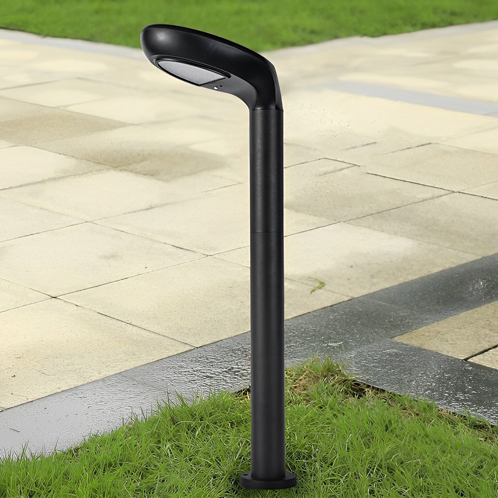 Stylish Black Aluminum Curved Solar Bollard Light for Outdoor Settings