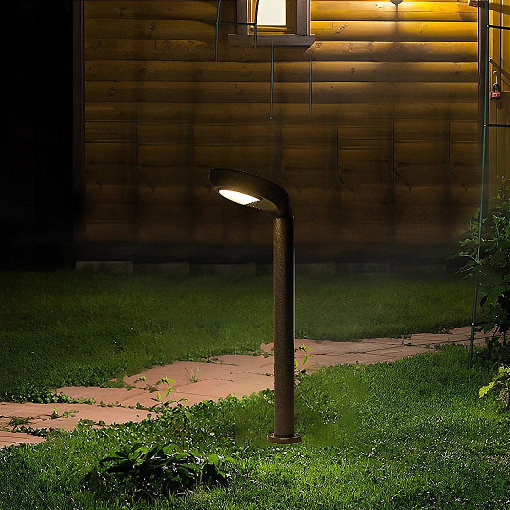 Stylish Black Aluminum Curved Solar Bollard Light for Outdoor Settings