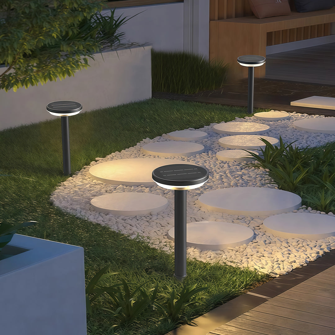 Elegant Black Solar-Powered Waterproof Pathway Light for Outdoor Gardens