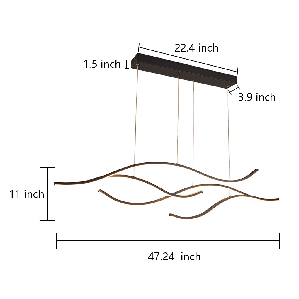 Wavy Curved LED Metal Pendant Light Fixture for Modern Living Spaces