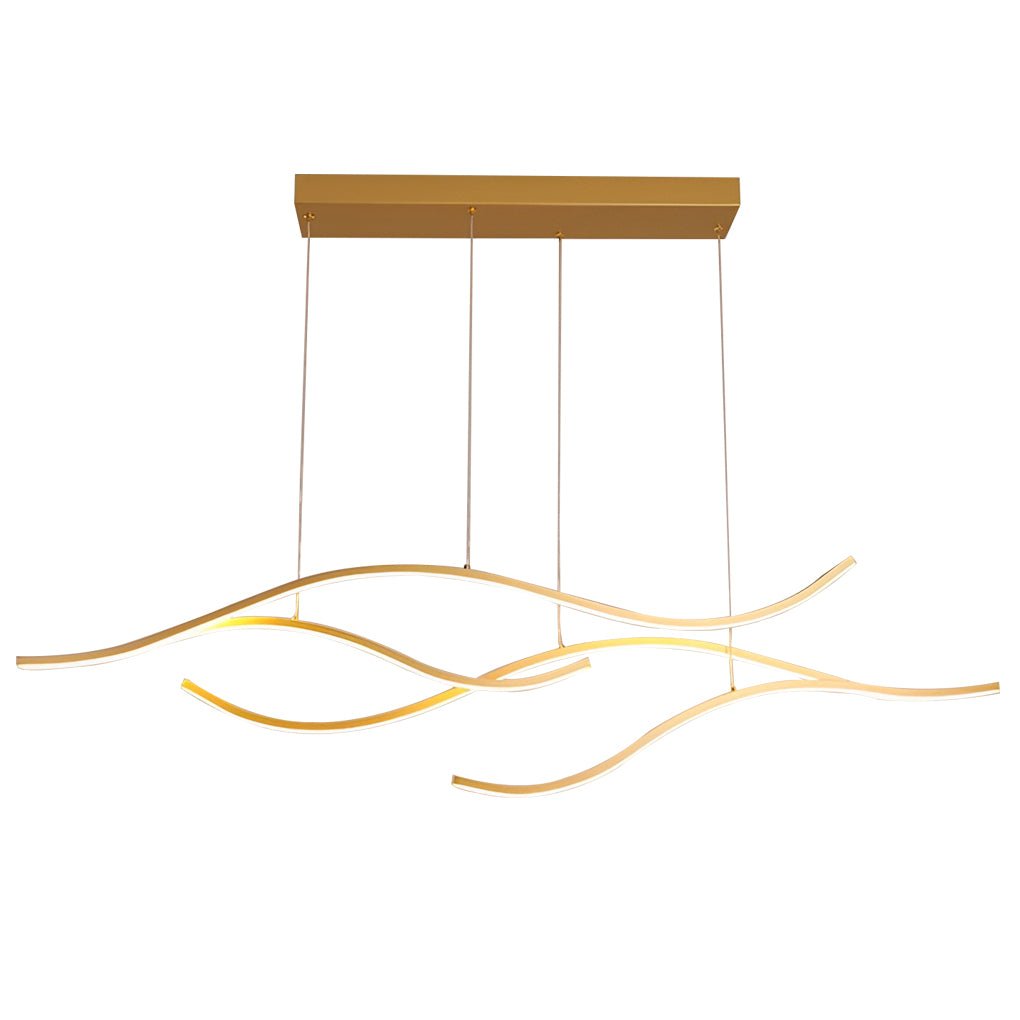 Wavy Curved LED Metal Pendant Light Fixture for Modern Living Spaces