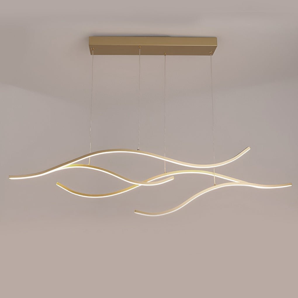 Wavy Curved LED Metal Pendant Light Fixture for Modern Living Spaces