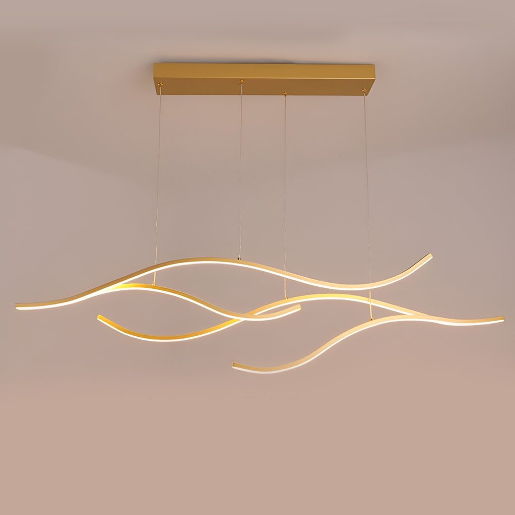 Wavy Curved LED Metal Pendant Light Fixture for Modern Living Spaces