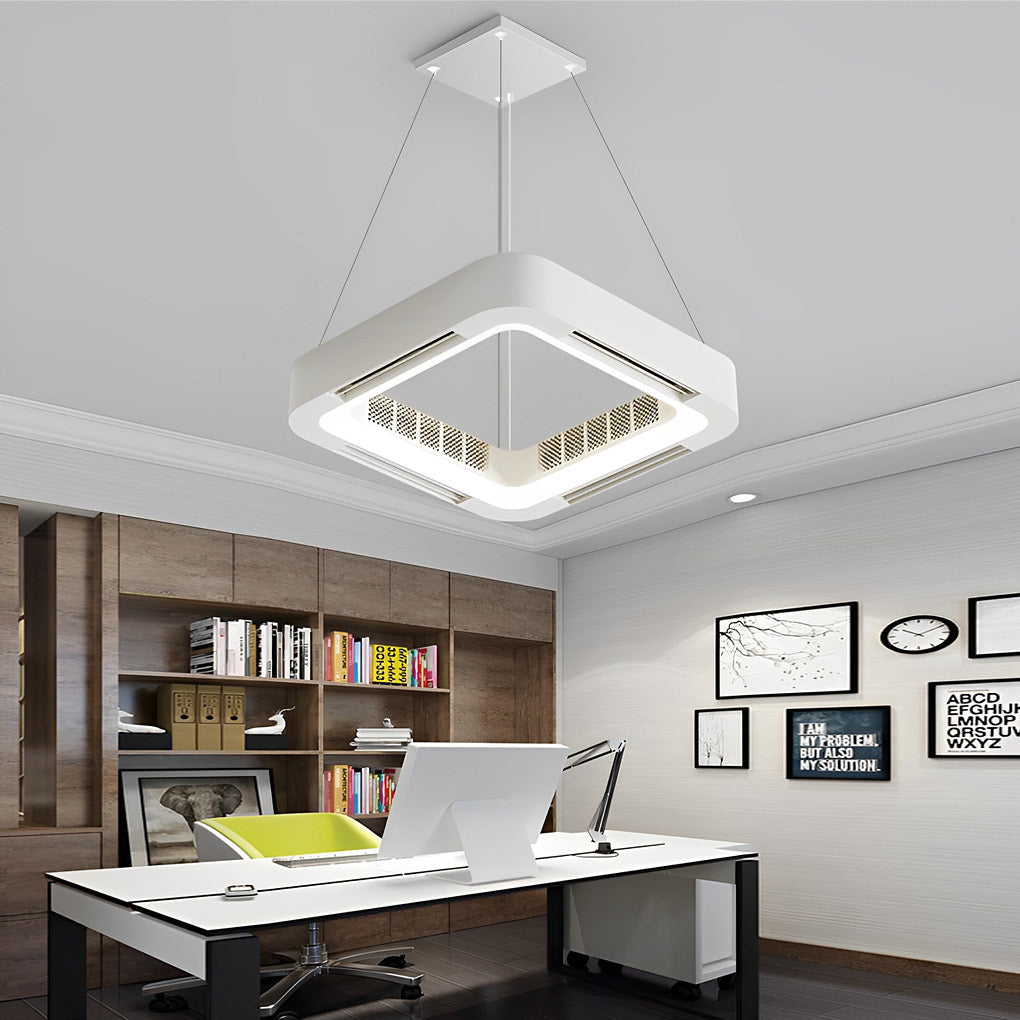 Sleek White Bladeless Ceiling Fan with LED Light for Modern Living Rooms