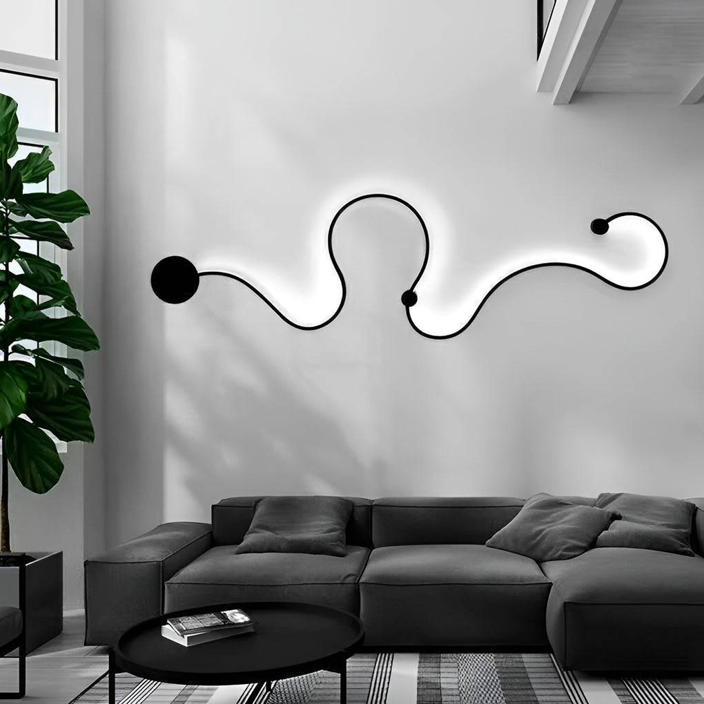 Modern Black Curved LED Wall Sconce for Hallway or Living Room Decor