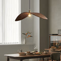 Wabi-Sabi Walnut Wood Curved Pendant Light for Modern Living Spaces