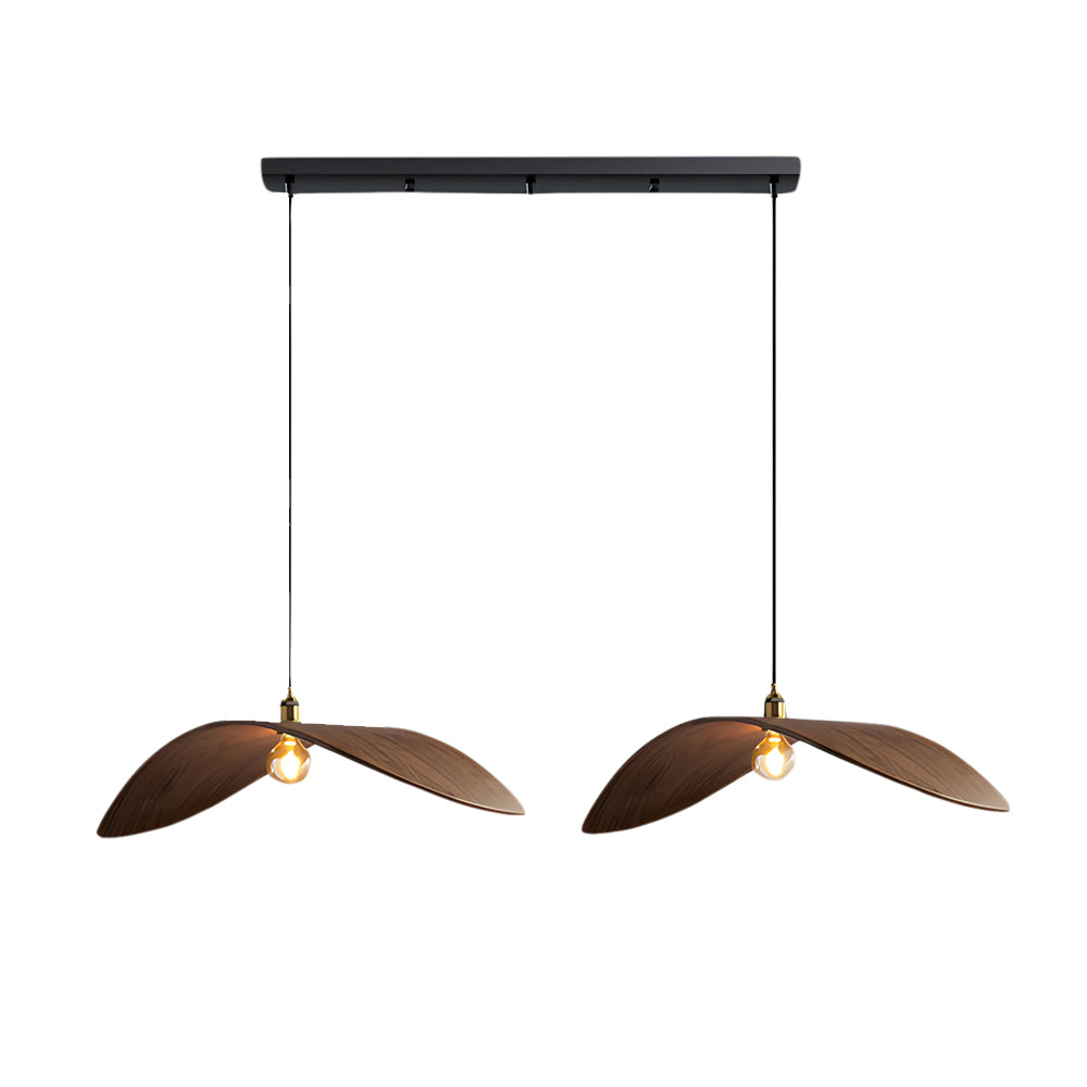Wabi-Sabi Walnut Wood Curved Pendant Light for Rustic Kitchen Décor