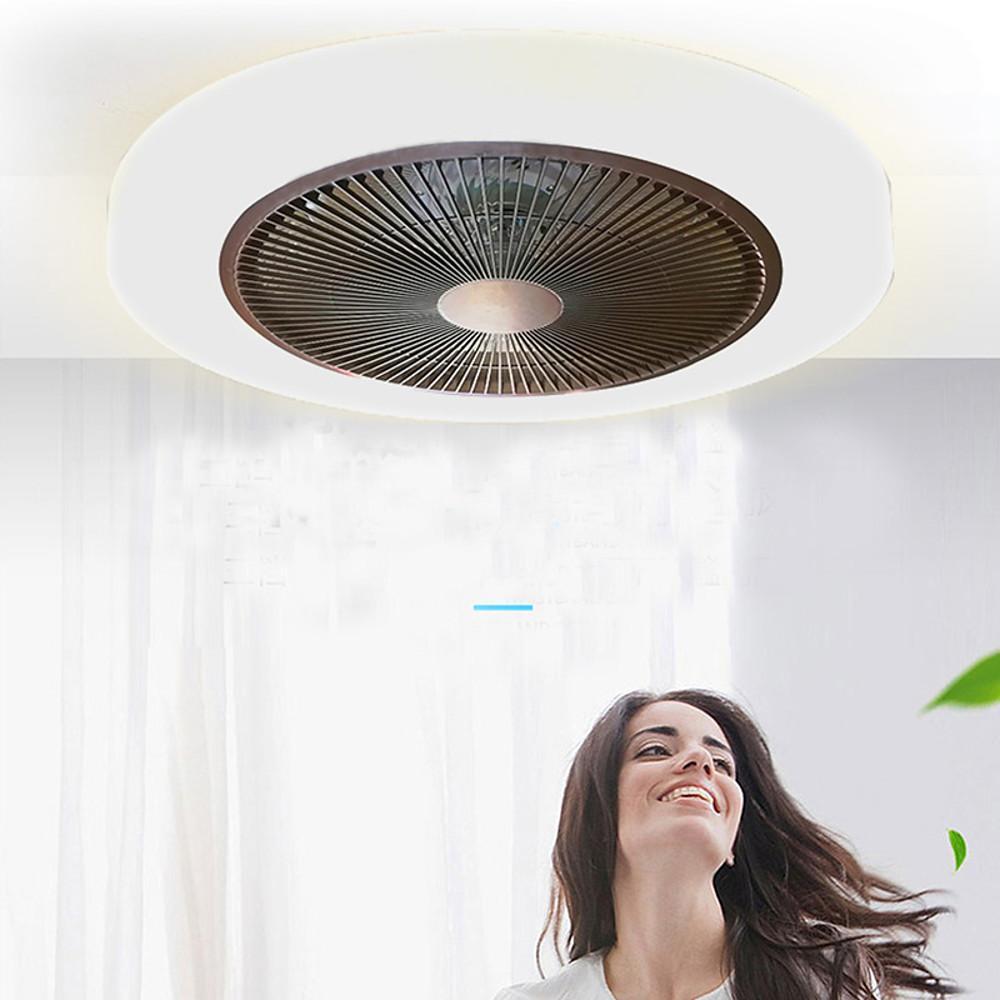 Modern White Bladeless LED Ceiling Fan Light for Living Room Decor