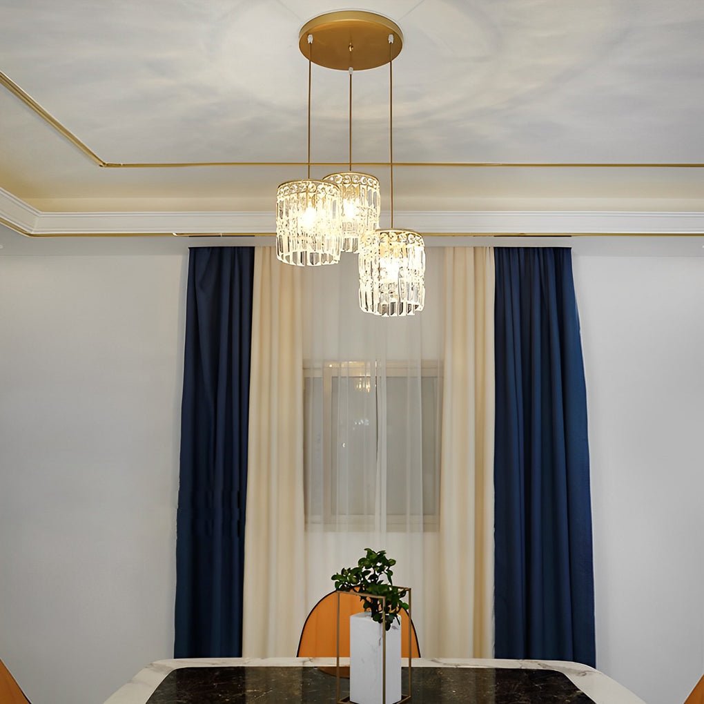 Nordic Crystal Pendant Light Fixture with Three-Step Dimming for Dining Room