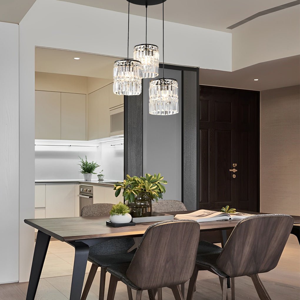 Nordic Crystal Pendant Light Fixture with Three-Step Dimming for Dining Room