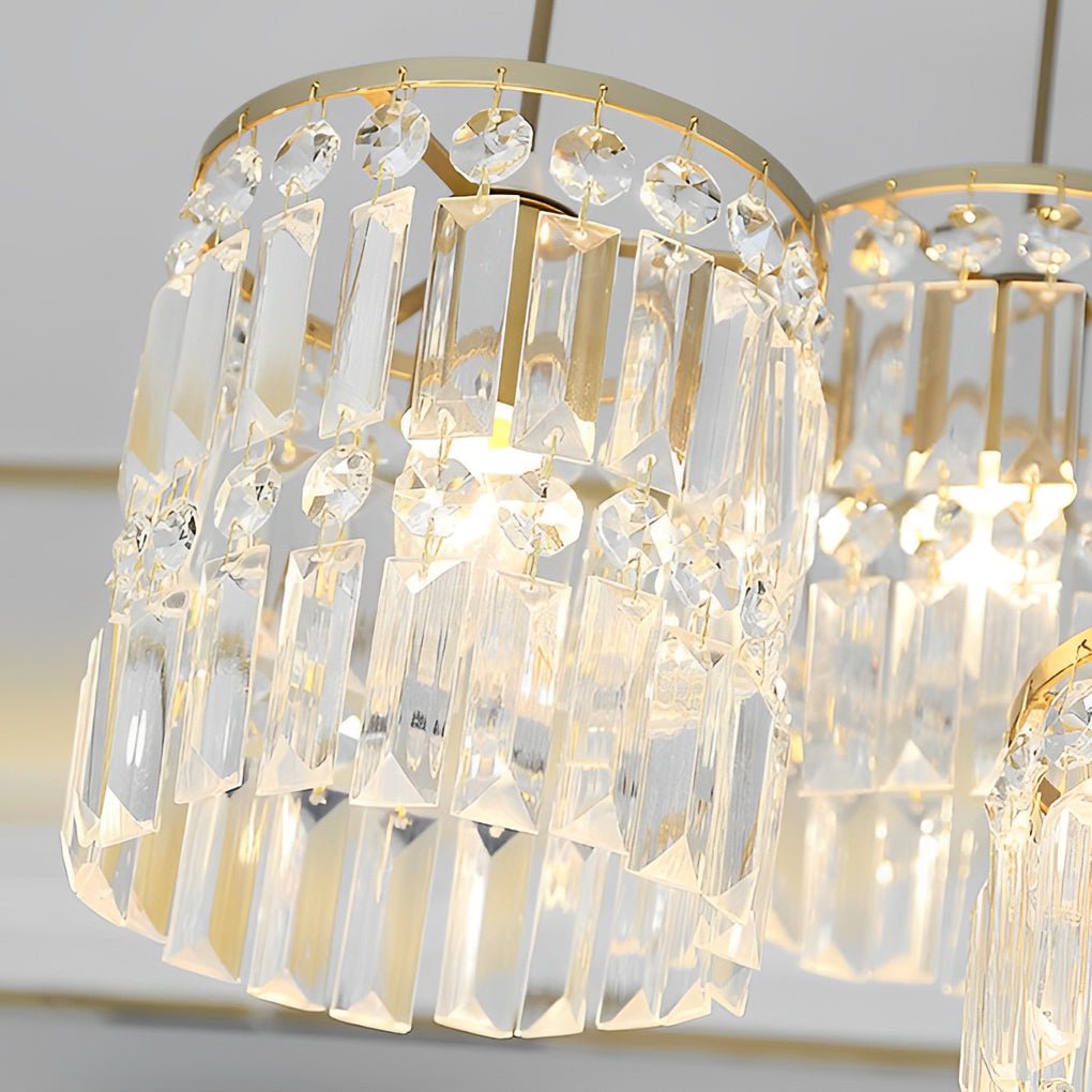 Nordic Cylindrical Crystal Pendant Light with Three-Step Dimming for Dining Room