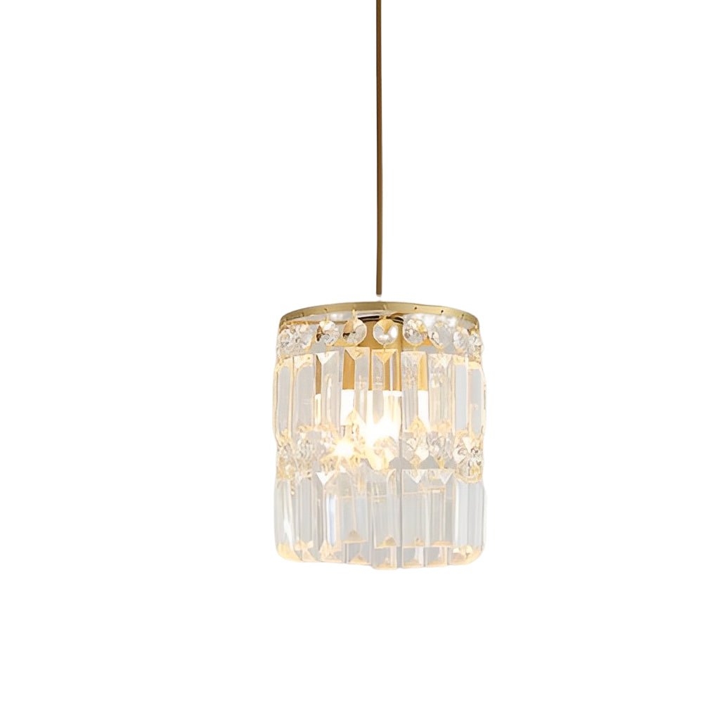 Nordic Cylindrical Crystal Pendant Light with Three-Step Dimming for Dining Room