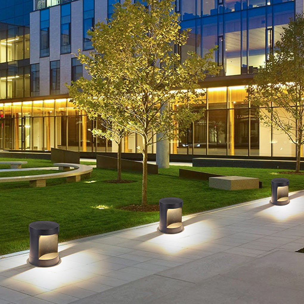 Modern Black Cylindrical LED Bollard Lights for Outdoor Pathways and Gardens