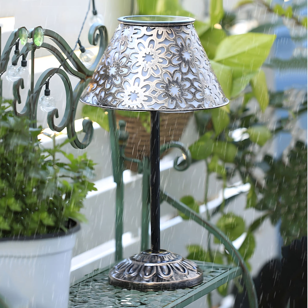 Elegant Silver Metal LED Outdoor Table Lamp – Waterproof & Stylish Accent