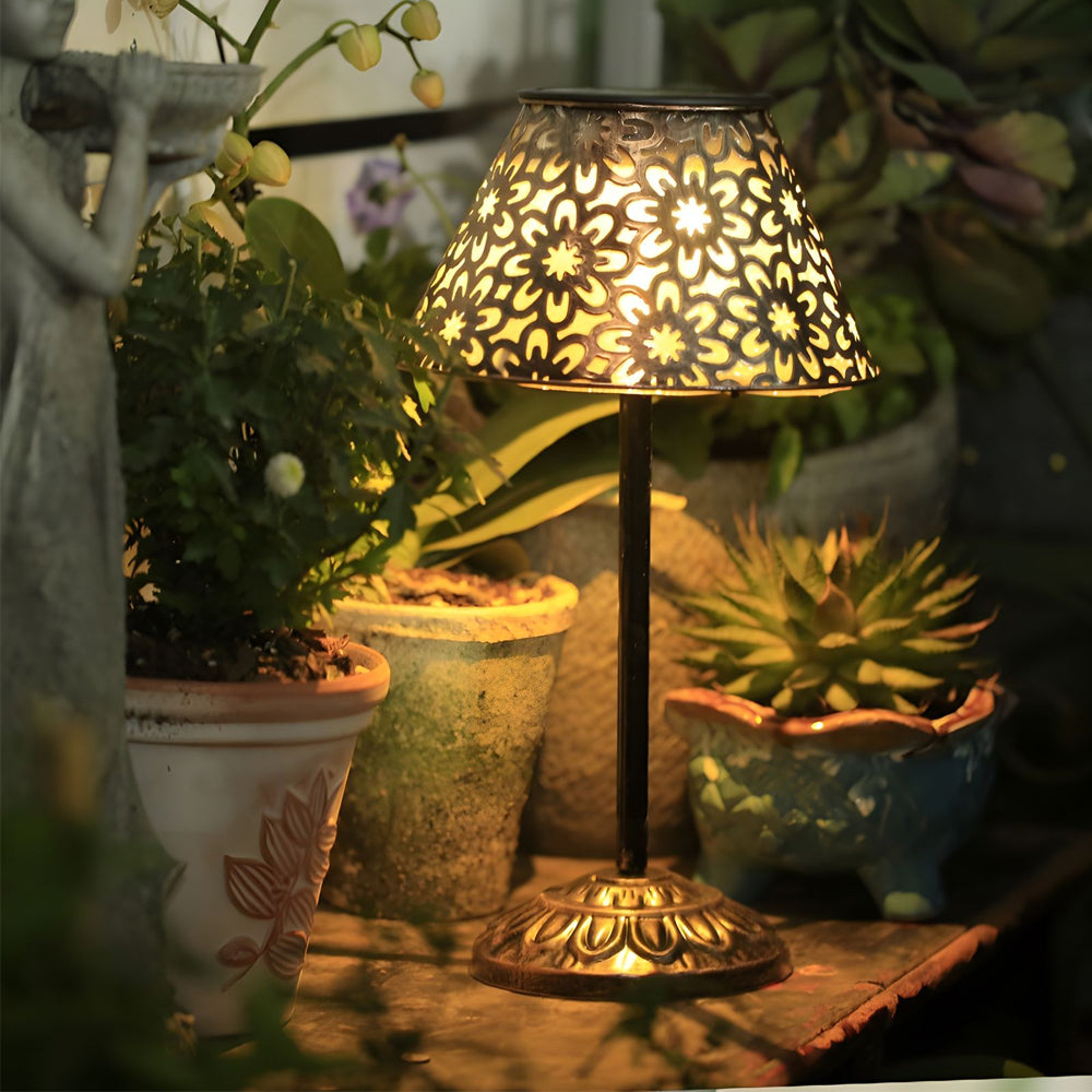 Elegant Silver Metal LED Outdoor Table Lamp – Waterproof & Stylish Accent