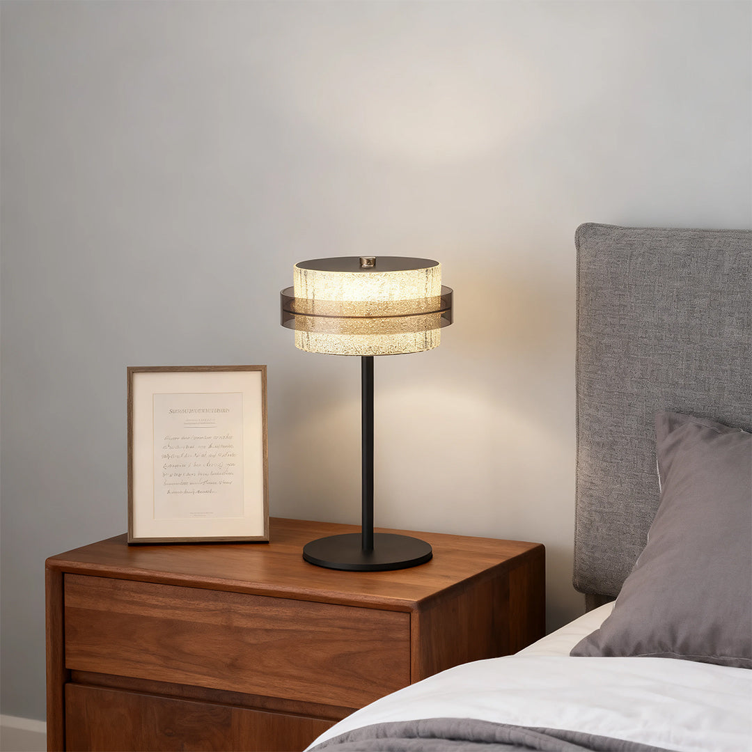 Rustic Vintage Iron Frame Table Lamp with Warm Light Shade for Bedroom