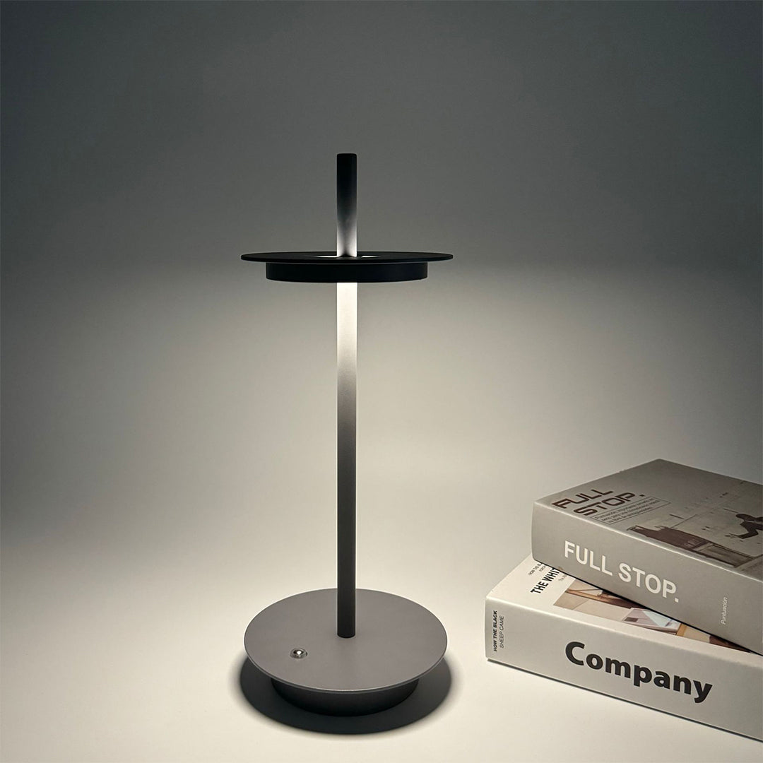 Portable Dimmable Metal Buffet Table Lamp in Modern Silver for Dining Room