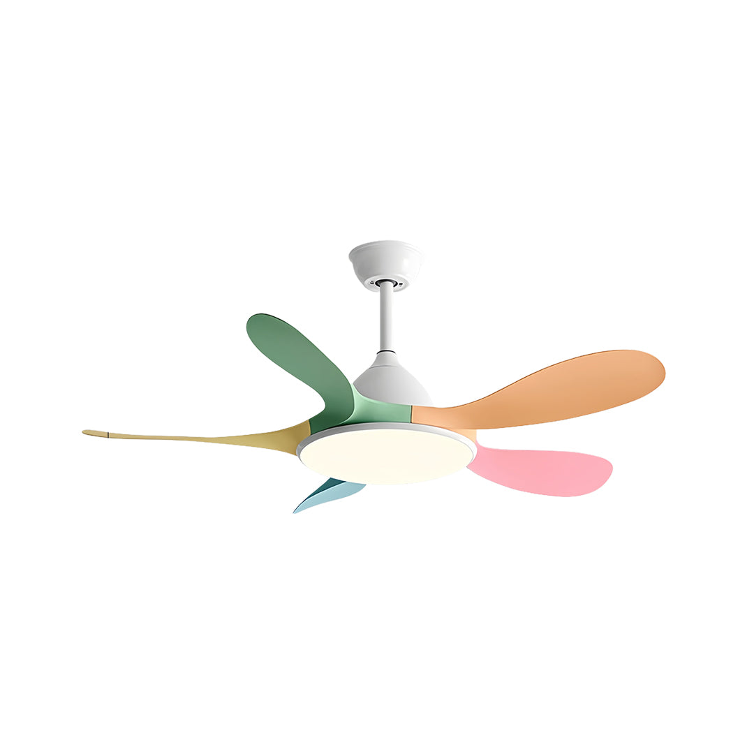 Contemporary White 5-Blade Ceiling Fan with LED Light for Home Office