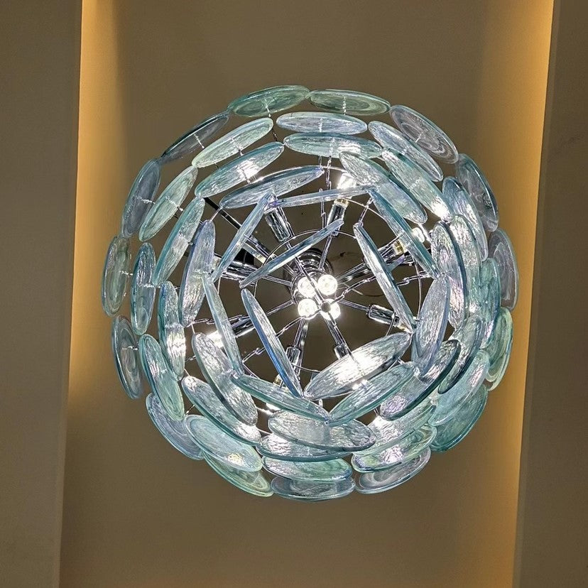 Classic French Floral Iron and Glass Chandelier for Elegant Living Room