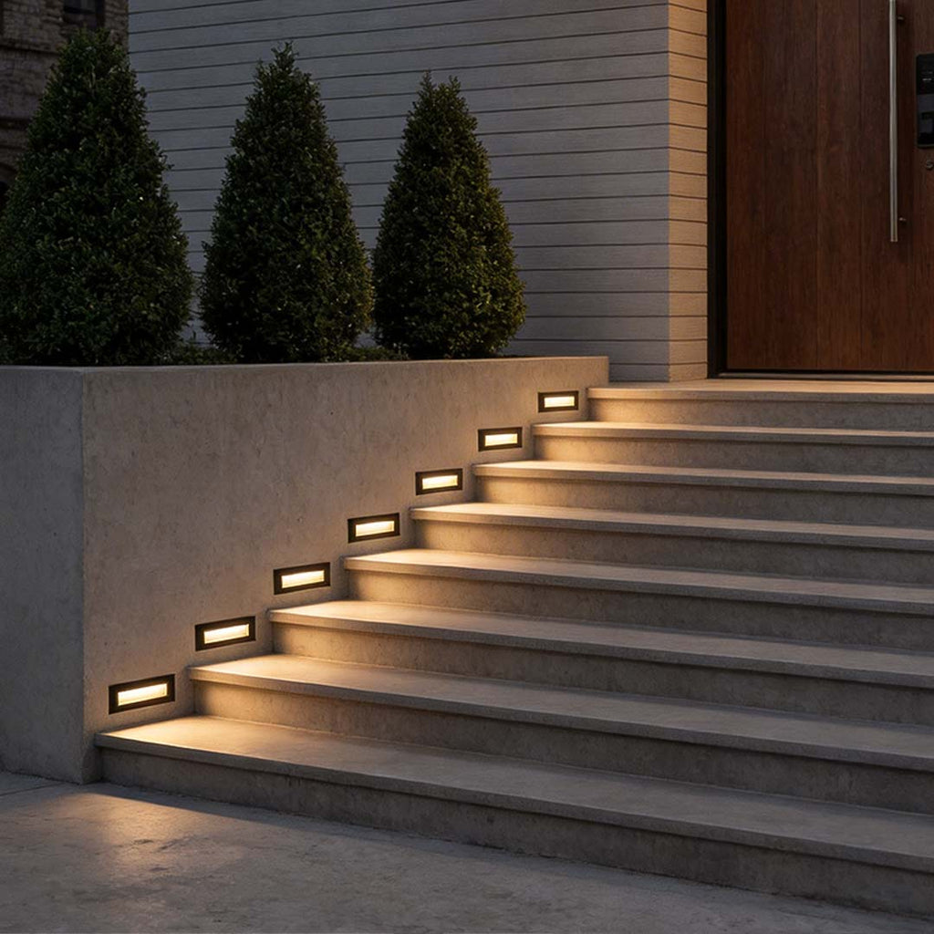 Modern Minimalist Embedded LED Step Lights for Outdoor Stairs – Black Finish