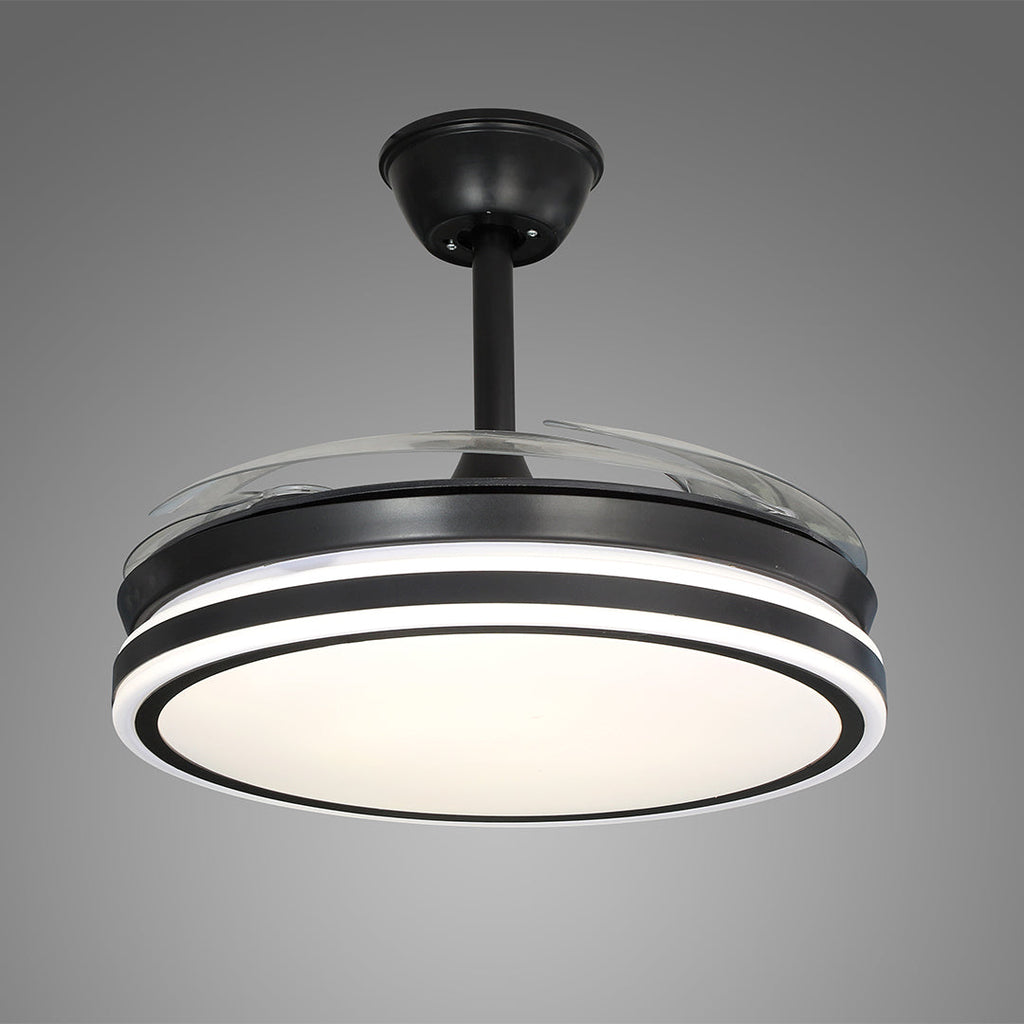 Modern Black All-Copper Ceiling Fan with Remote and Lights for Living Room