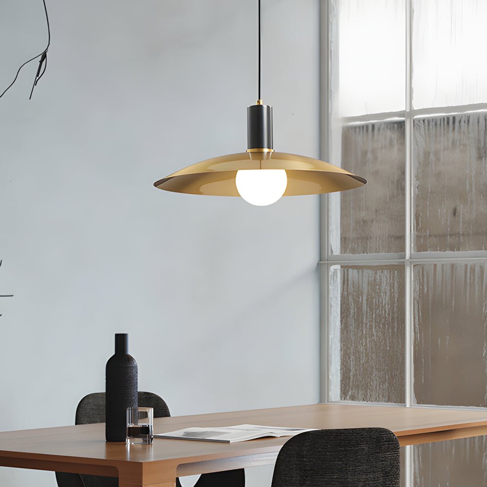 Modern Brass Flared LED Pendant Light Fixture for Dining Room Decor