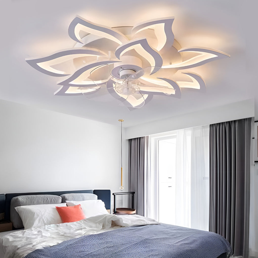 Nordic Style Wood and Metal LED Ceiling Fan with Light for Living Room