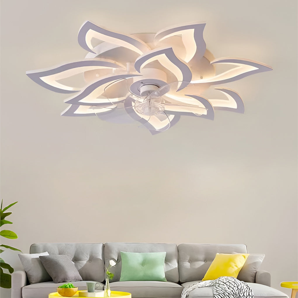 Nordic Style Wood and Metal LED Ceiling Fan with Light for Living Room