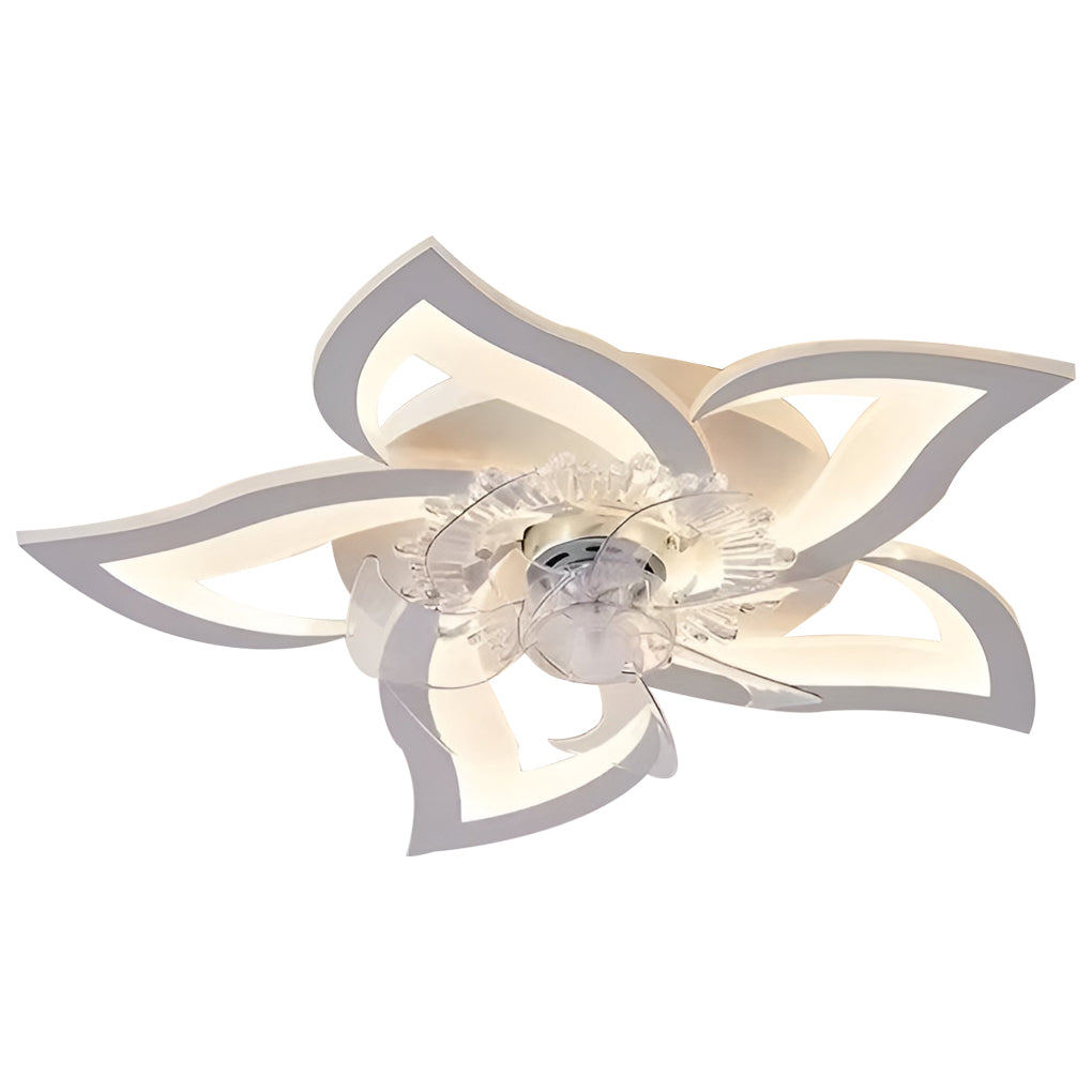 Nordic White Wood LED Ceiling Fan with Light for Living Room & Bedroom