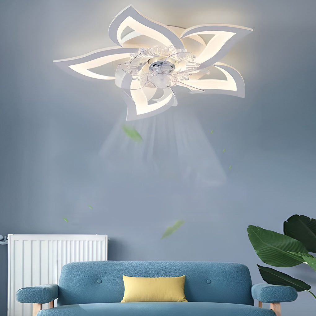 Nordic Style Wood and Metal LED Ceiling Fan with Light for Living Room