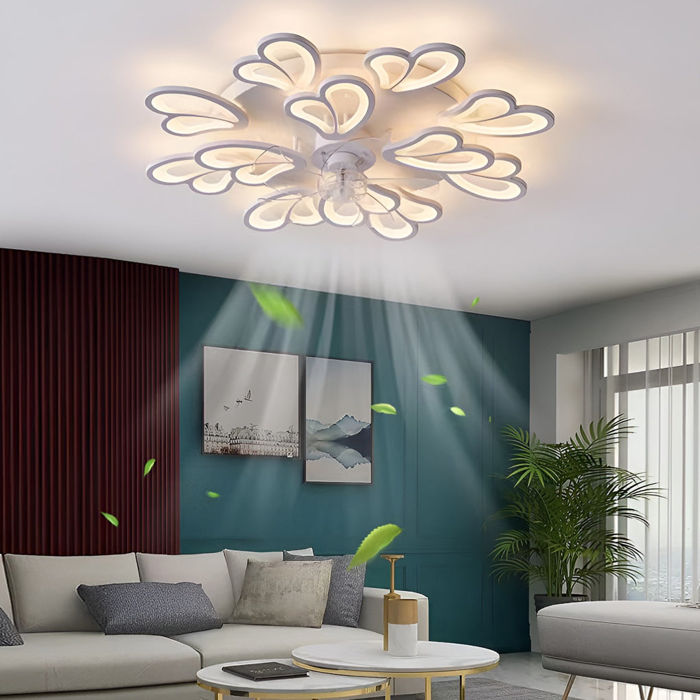 Nordic Style Wood and Metal LED Ceiling Fan with Light for Living Room