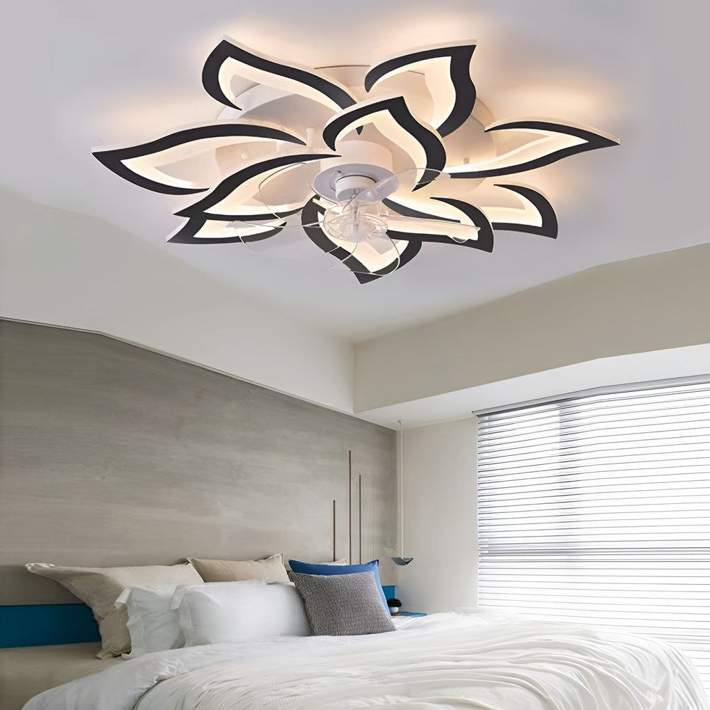 Nordic Style Wood and Metal LED Ceiling Fan with Light for Living Room