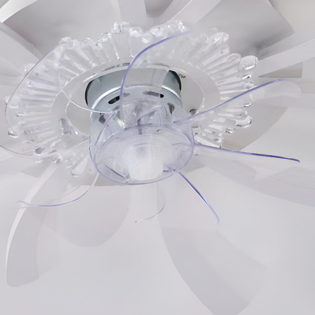 Nordic White Wood LED Ceiling Fan with Light for Living Room & Bedroom