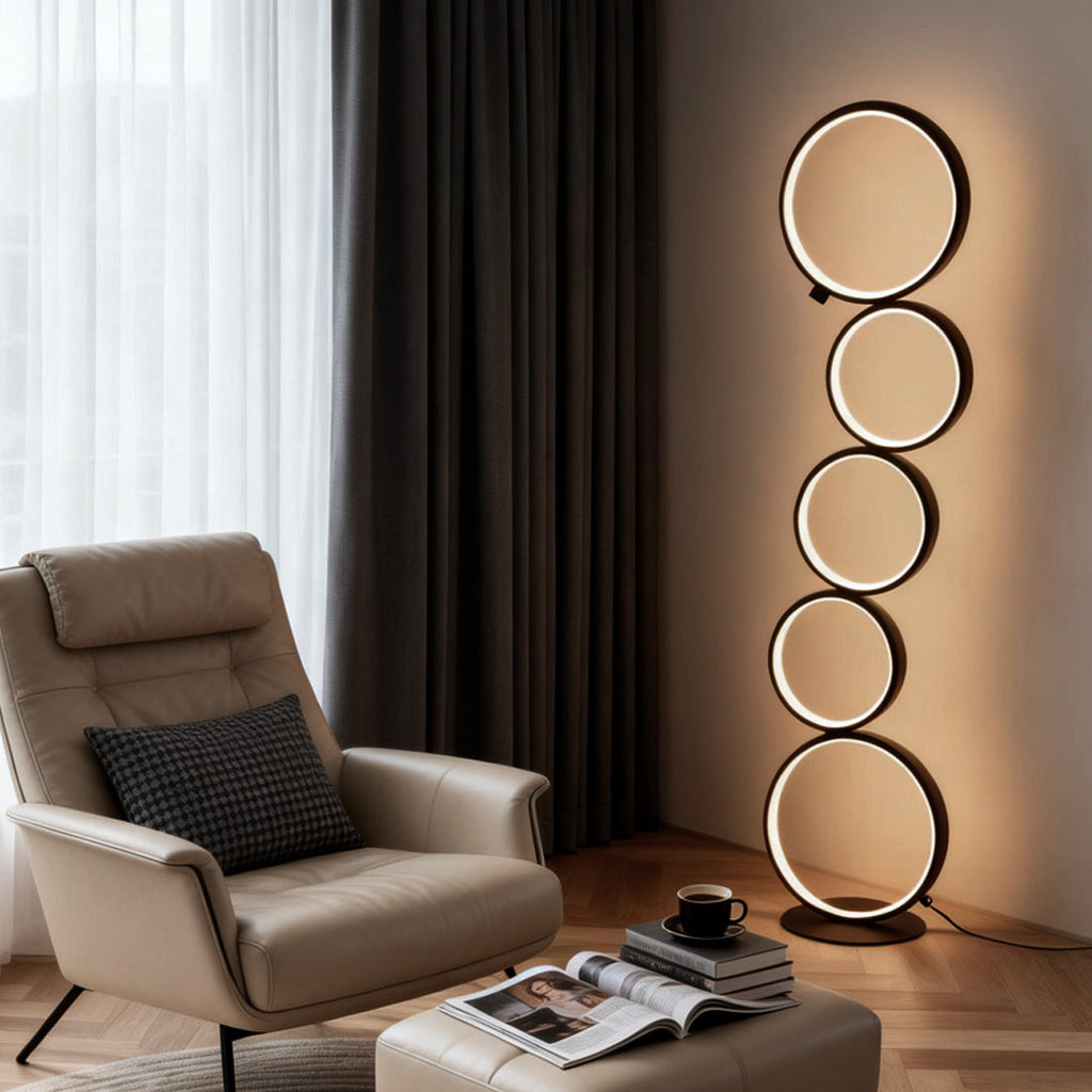 Modern Five-Ring Layered Art Decorative Floor Lamp for Living Room
