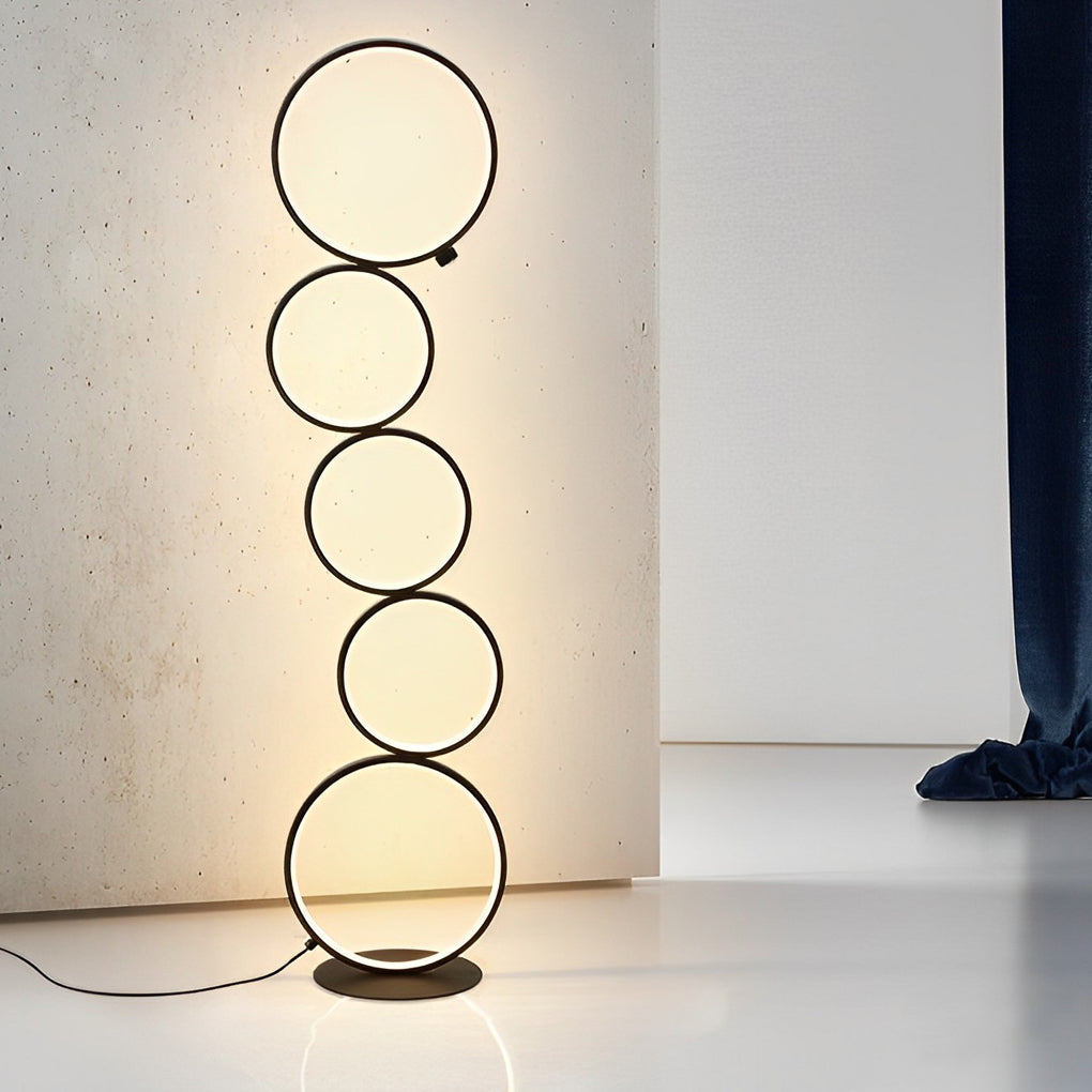 Modern Five-Ring Layered Art Decorative Floor Lamp for Living Room