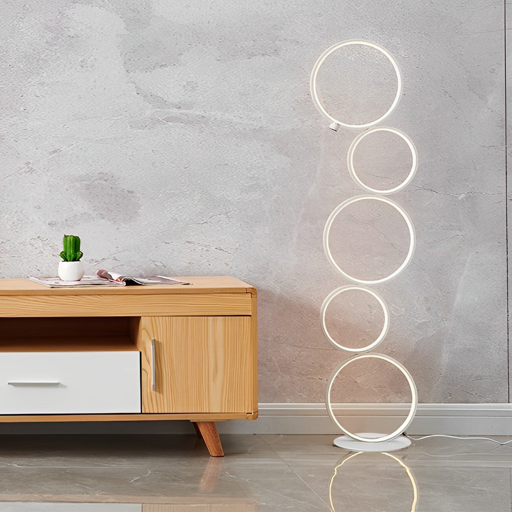 Modern Five-Ring Layered Art Decorative Floor Lamp for Living Room