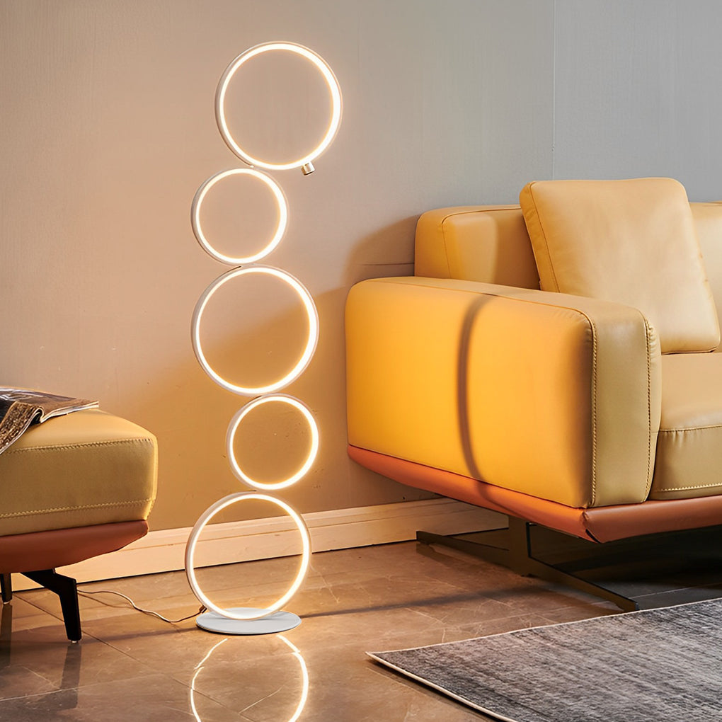 Modern Five-Ring Layered Art Decorative Floor Lamp for Living Room