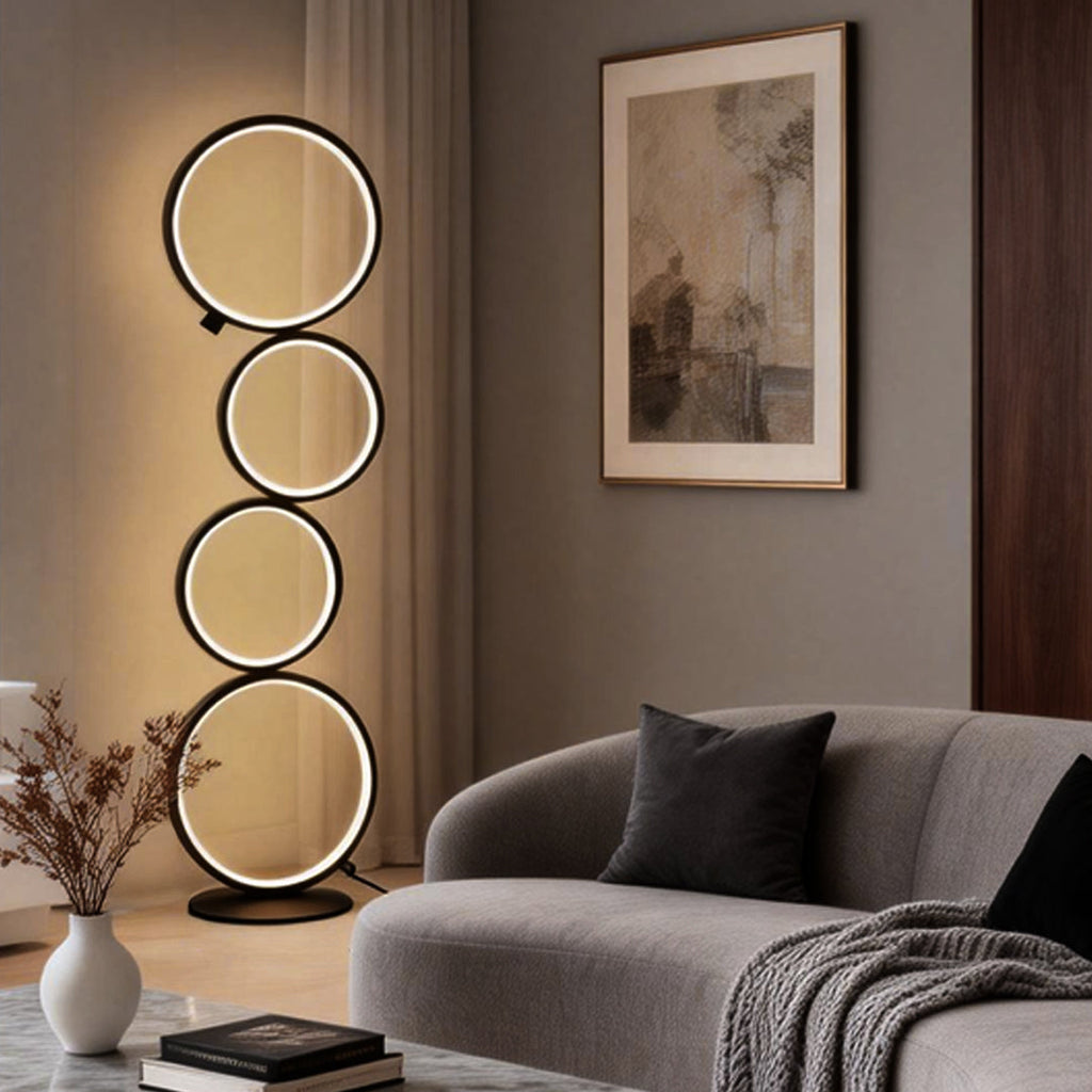 Modern Five-Ring Layered Art Decorative Floor Lamp for Living Room