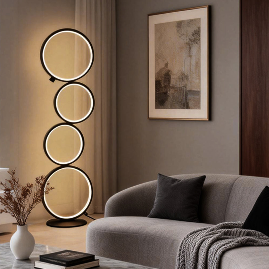Modern Five-Ring Layered Art Decorative Floor Lamp for Living Room