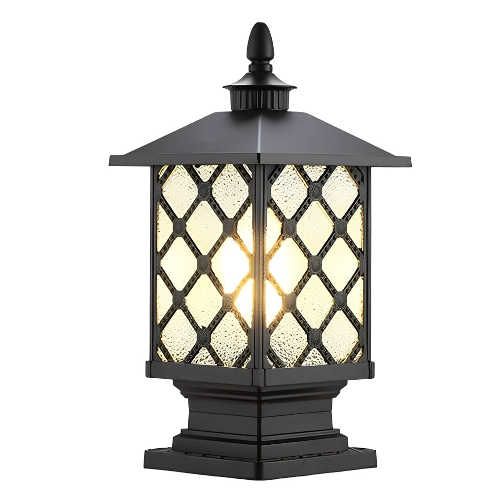 Retro Waterproof Outdoor Street Light Pillar in Black Metal for Patios