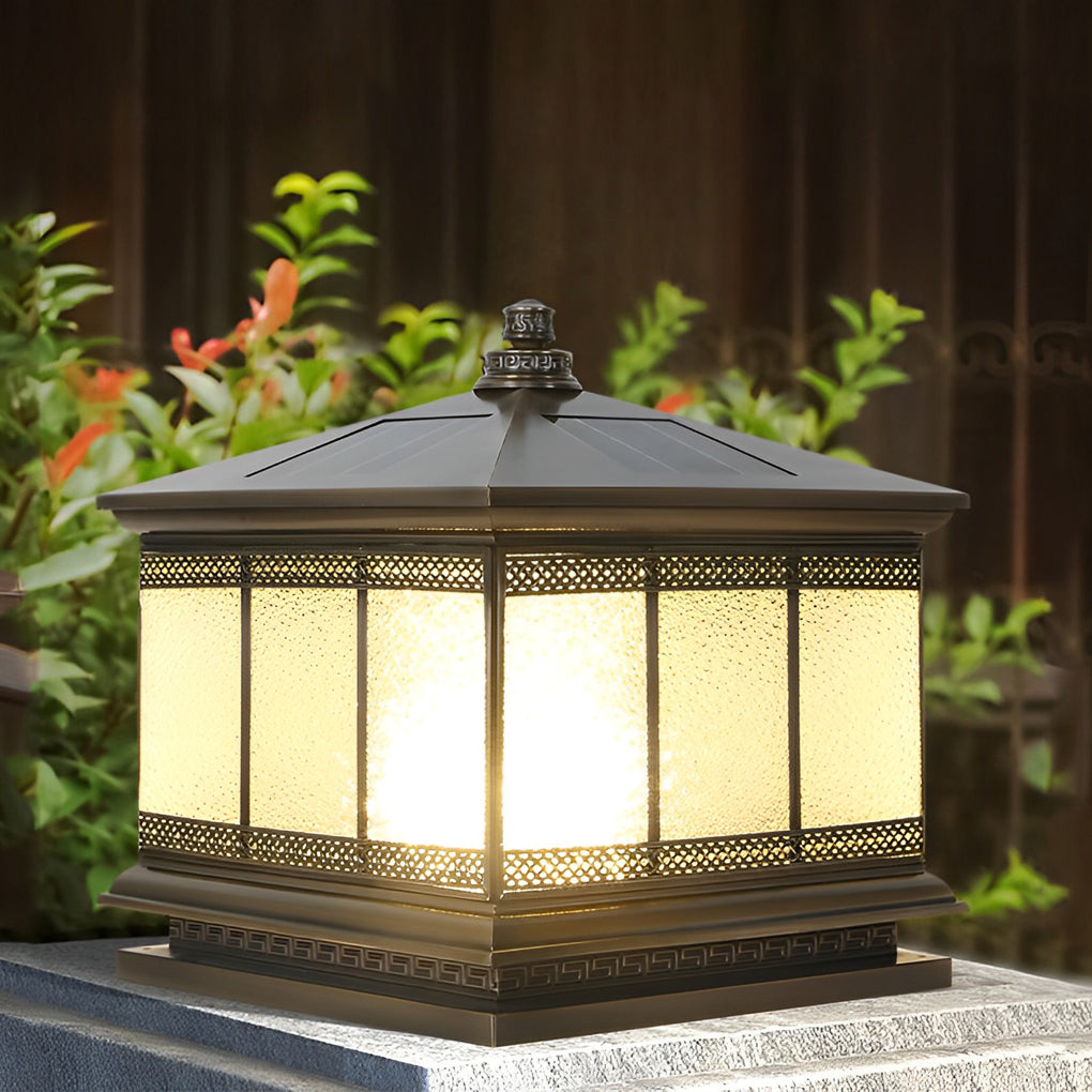 Vintage Copper Solar-Fueled Outdoor Gate Pillar Light for Fences