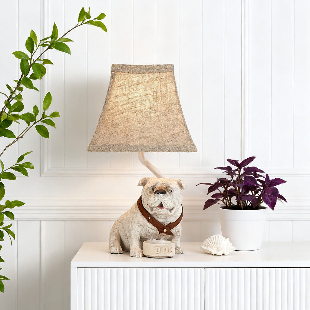 Elegant Mid-Century White Resin Dog Table Lamp for Living Room Decor