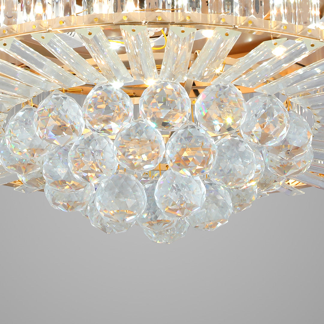 Elegant Gold Iron Crystal Ceiling Fan with Lights for Luxury Interiors