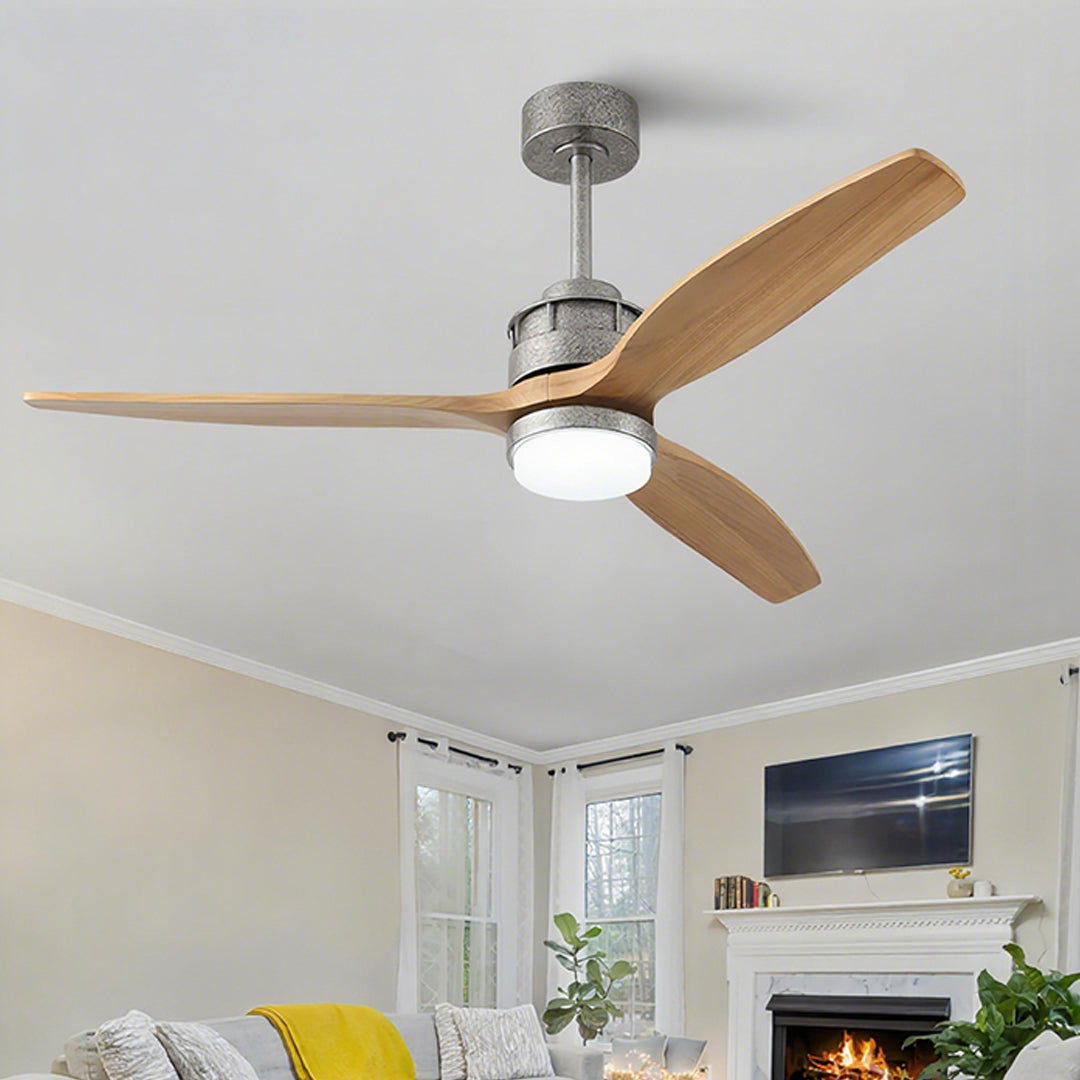 Rustic Wood 3-Blade Ceiling Fan with Light & Remote for Living Room