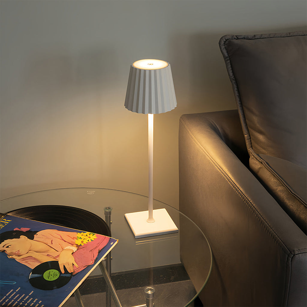Contemporary Silver Metal Rechargeable Touch Cordless Table Lamp for Living Room
