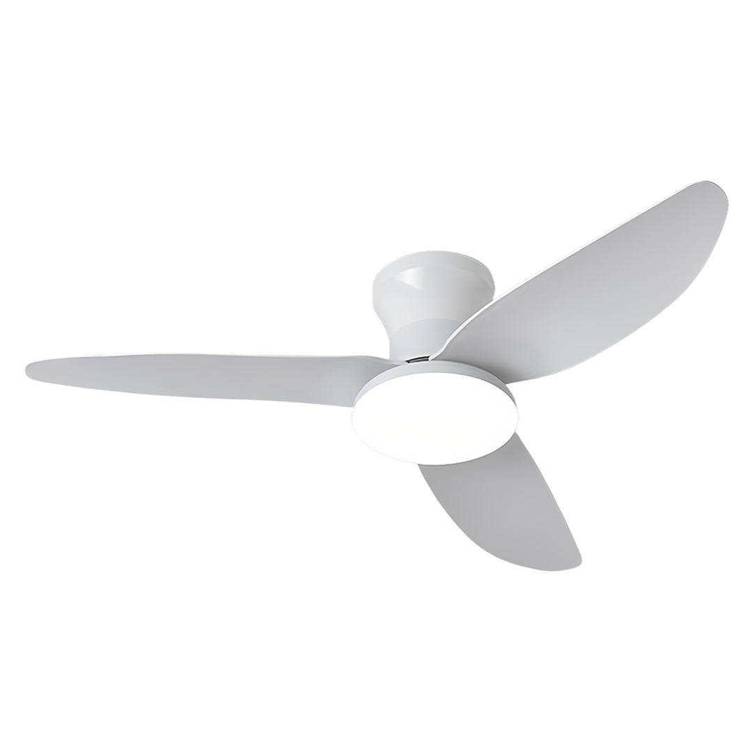 Modern White 3-Blade Ceiling Fan with Dimmer Light and Remote Control for Bedroom