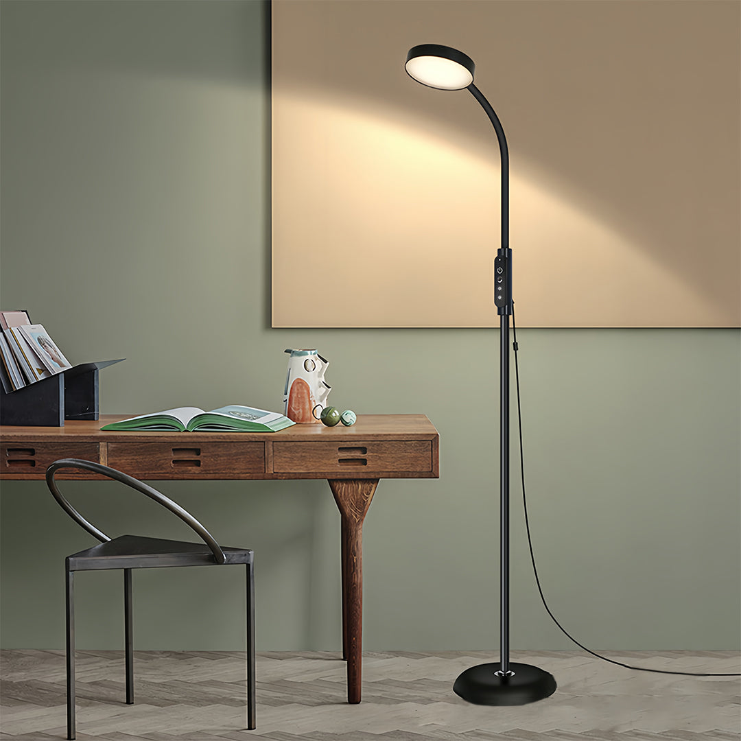Modern Minimalist White LED Floor Lamp for Reading and Task Lighting