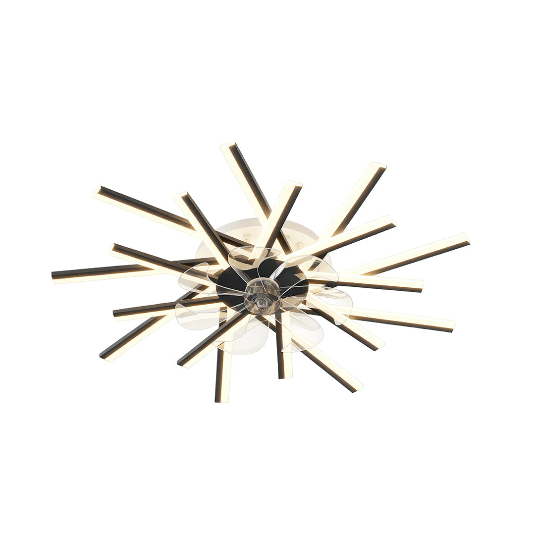 Industrial Iron Ceiling Fan with Light for Living Room and Office