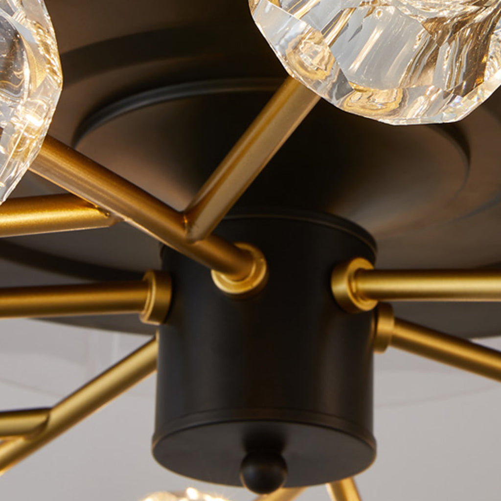 Nordic Crystal Invisible Ceiling Fan with Multiple LED Lights for Living Rooms