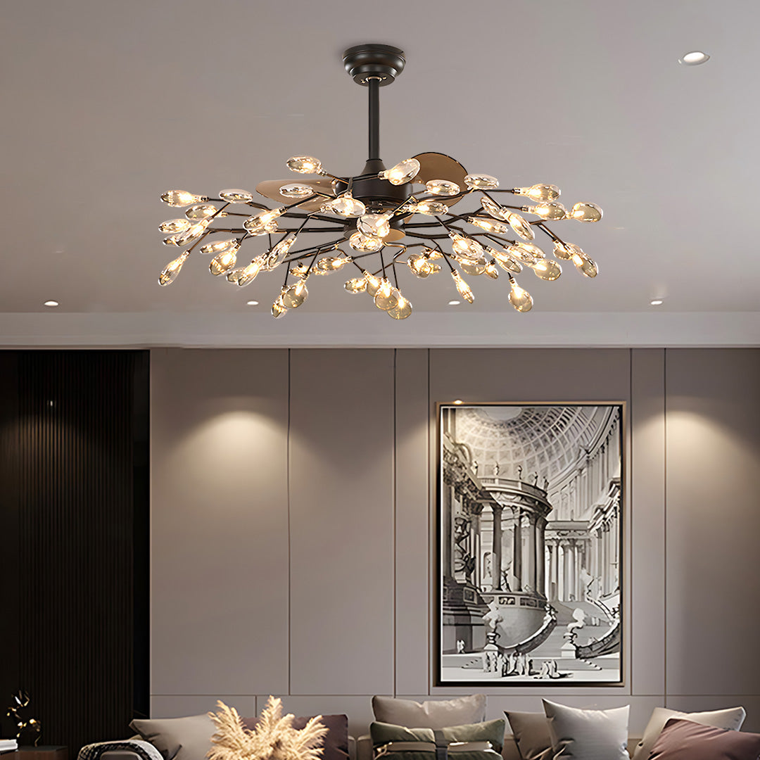 Minimalist Luxury White Ceiling Fan with Light for Living Room Decor